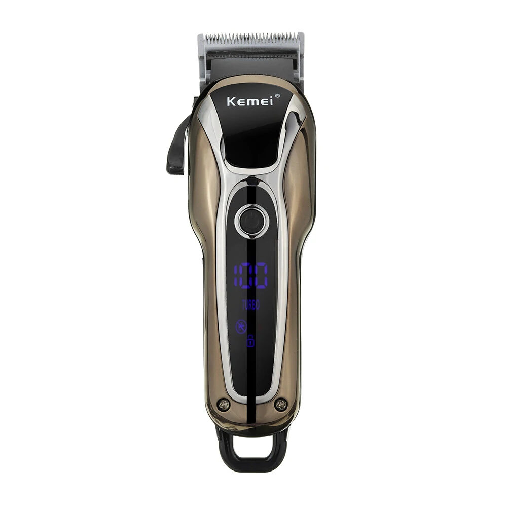 (image for) Kemei KM-1990PG 100-240V Rechargeable Hair Trimmer Professional Hair Clipper Hair Cutting Beard
